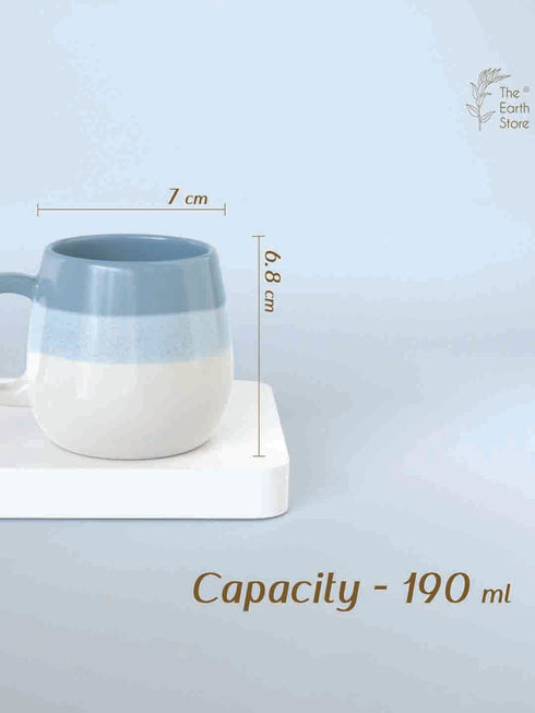 Tritone Sky Blue Ovule Shape Tea Cups Set of 6 - The Earth Store - Tea Cups